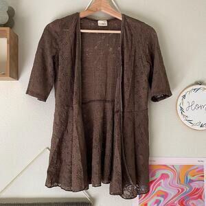 y2k brown lace cottagecore cardigan boho fairy whimsigoth